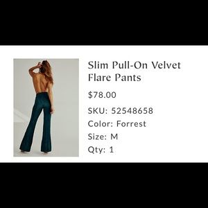 Free People Slim Pull-on Velvet Flare